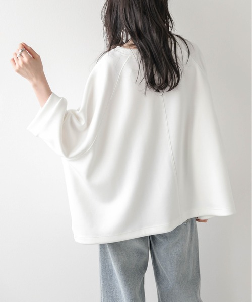 SUGAR BISKET(シュガービスケット)の「《裾ドロスト付》7分袖プルオーバー/アレンジ自在/体型カバー/伸縮生地/防シワ(Tシャツ/カットソー・レディース・グレー/ピンク/ホワイト/ブラック・フリー)」の6枚目の写真