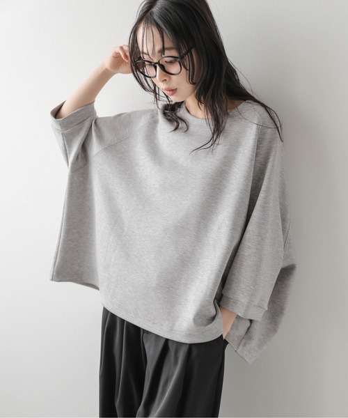 SUGAR BISKET(シュガービスケット)の「《裾ドロスト付》7分袖プルオーバー/アレンジ自在/体型カバー/伸縮生地/防シワ(Tシャツ/カットソー・レディース・グレー/ピンク/ホワイト/ブラック・フリー)」の15枚目の写真