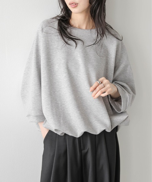 SUGAR BISKET(シュガービスケット)の「《裾ドロスト付》7分袖プルオーバー/アレンジ自在/体型カバー/伸縮生地/防シワ(Tシャツ/カットソー・レディース・グレー/ピンク/ホワイト/ブラック・フリー)」の16枚目の写真