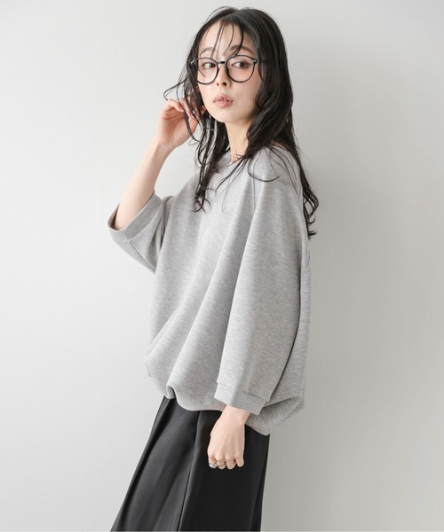 SUGAR BISKET(シュガービスケット)の「《裾ドロスト付》7分袖プルオーバー/アレンジ自在/体型カバー/伸縮生地/防シワ(Tシャツ/カットソー・レディース・グレー/ピンク/ホワイト/ブラック・フリー)」の17枚目の写真