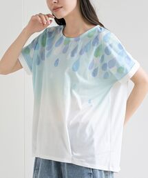 水彩しずくプリントタックＴシャツ