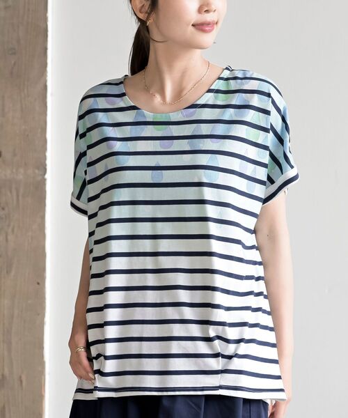rps（アールピーエス）の「水彩しずくプリントタックＴシャツ（Tシャツ/カットソー・レディース・その他/オフホワイト・フリー）」の2枚目の写真
