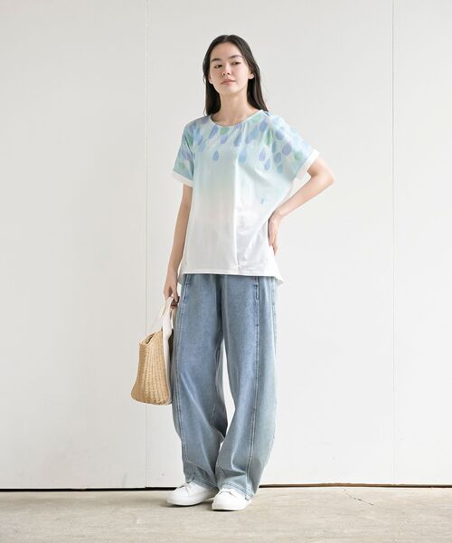 rps（アールピーエス）の「水彩しずくプリントタックＴシャツ（Tシャツ/カットソー・レディース・その他/オフホワイト・フリー）」の3枚目の写真