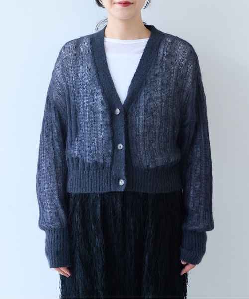 yuni（ユニ　）の「Sheer Mohair Wool Nylon short cardigan（カーディガン/ボレロ・レディース・チャコールグレー・FREE）」の10枚目の写真