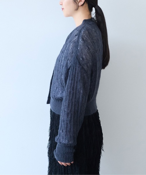 yuni（ユニ　）の「Sheer Mohair Wool Nylon short cardigan（カーディガン/ボレロ・レディース・チャコールグレー・FREE）」の11枚目の写真