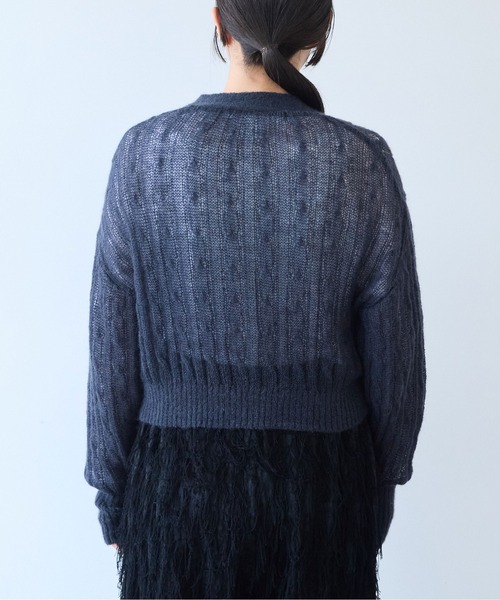 yuni（ユニ　）の「Sheer Mohair Wool Nylon short cardigan（カーディガン/ボレロ・レディース・チャコールグレー・FREE）」の12枚目の写真