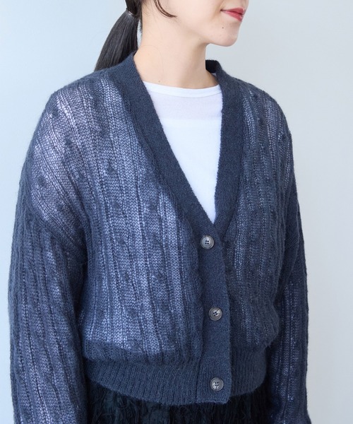 yuni（ユニ　）の「Sheer Mohair Wool Nylon short cardigan（カーディガン/ボレロ・レディース・チャコールグレー・FREE）」の13枚目の写真
