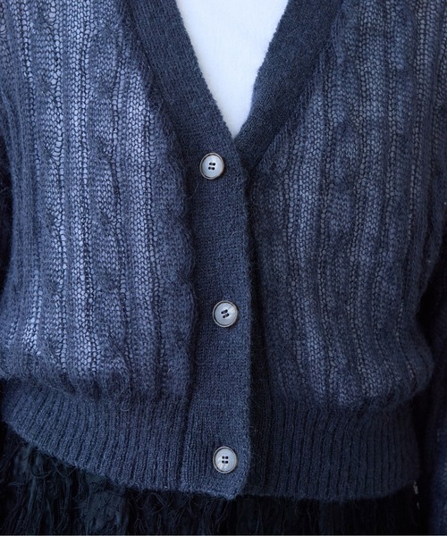 yuni（ユニ　）の「Sheer Mohair Wool Nylon short cardigan（カーディガン/ボレロ・レディース・チャコールグレー・FREE）」の14枚目の写真