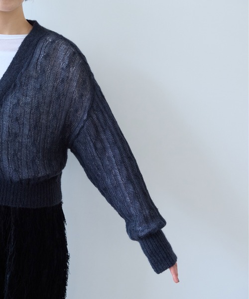 yuni（ユニ　）の「Sheer Mohair Wool Nylon short cardigan（カーディガン/ボレロ・レディース・チャコールグレー・FREE）」の15枚目の写真