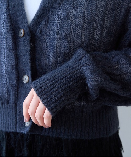yuni（ユニ　）の「Sheer Mohair Wool Nylon short cardigan（カーディガン/ボレロ・レディース・チャコールグレー・FREE）」の16枚目の写真