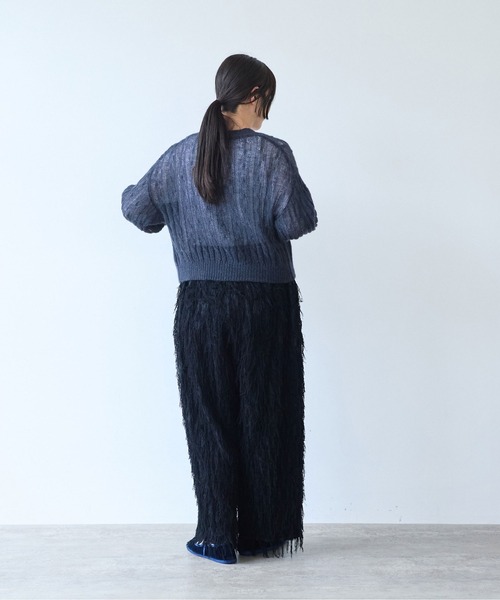 yuni（ユニ　）の「Sheer Mohair Wool Nylon short cardigan（カーディガン/ボレロ・レディース・チャコールグレー・FREE）」の5枚目の写真