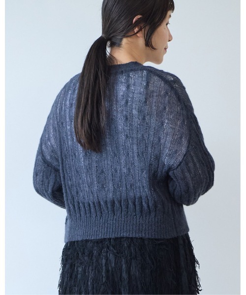 yuni（ユニ　）の「Sheer Mohair Wool Nylon short cardigan（カーディガン/ボレロ・レディース・チャコールグレー・FREE）」の9枚目の写真