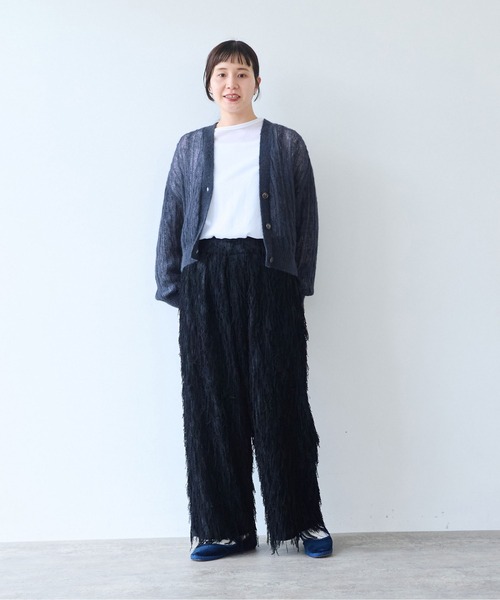 yuni（ユニ　）の「Sheer Mohair Wool Nylon short cardigan（カーディガン/ボレロ・レディース・チャコールグレー・FREE）」の2枚目の写真
