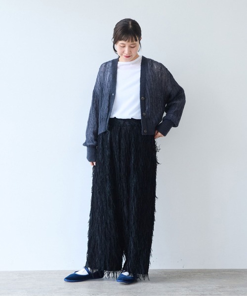 yuni（ユニ　）の「Sheer Mohair Wool Nylon short cardigan（カーディガン/ボレロ・レディース・チャコールグレー・FREE）」の3枚目の写真