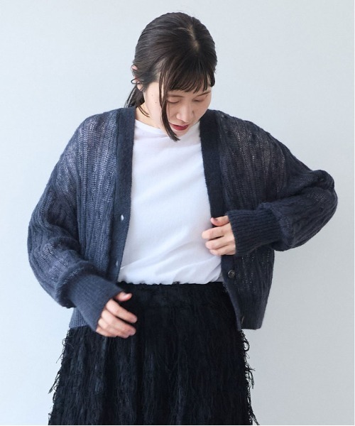 yuni（ユニ　）の「Sheer Mohair Wool Nylon short cardigan（カーディガン/ボレロ・レディース・チャコールグレー・FREE）」の6枚目の写真