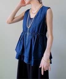 DOLLUPOOPS | Frill Denim Zip Vest(フリルデニムジップベスト)(ベスト)