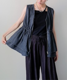 DOLLUPOOPS(ドールアップウップス)の「Frill Denim Zip Vest(フリルデニムジップベスト)(ベスト)」