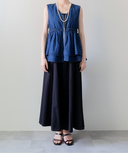 DOLLUPOOPS(ドールアップウップス)の「Frill Denim Zip Vest(フリルデニムジップベスト)(ベスト・レディース・ネイビー/ブラック・FREE)」の9枚目の写真