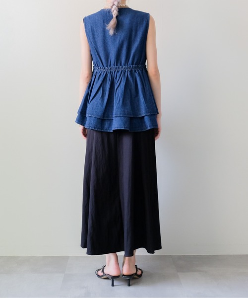 DOLLUPOOPS(ドールアップウップス)の「Frill Denim Zip Vest(フリルデニムジップベスト)(ベスト・レディース・ネイビー/ブラック・FREE)」の11枚目の写真