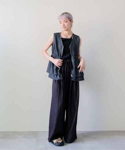 DOLLUPOOPS(ドールアップウップス)の「Frill Denim Zip Vest(フリルデニムジップベスト)(ベスト・レディース・ネイビー/ブラック・FREE)」の12枚目の写真