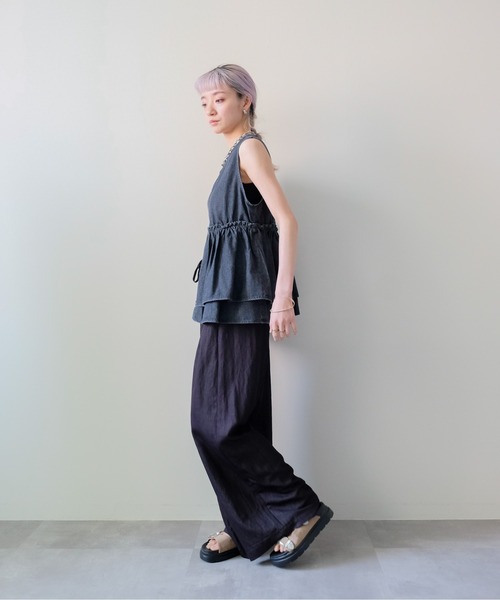 DOLLUPOOPS(ドールアップウップス)の「Frill Denim Zip Vest(フリルデニムジップベスト)(ベスト・レディース・ネイビー/ブラック・FREE)」の15枚目の写真