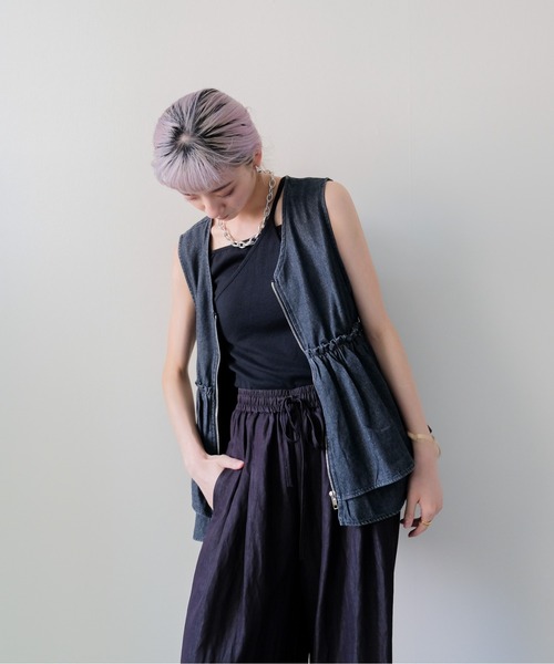 DOLLUPOOPS(ドールアップウップス)の「Frill Denim Zip Vest(フリルデニムジップベスト)(ベスト・レディース・ネイビー/ブラック・FREE)」の17枚目の写真