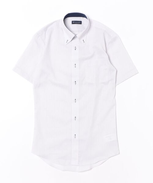 TOKYO SHIRTS(トウキョウシャツ)の「【吸水速乾】 形態安定ノンアイロン ボタンダウン 半袖ビジネスワイシャツ(ビジネスシャツ・メンズ・レッド系・首回り43cm/首回り42cm/首回り39cm/首回り41cm/首回り37cm)」の6枚目の写真
