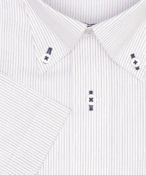 TOKYO SHIRTS(トウキョウシャツ)の「【吸水速乾】 形態安定ノンアイロン ボタンダウン 半袖ビジネスワイシャツ(ビジネスシャツ・メンズ・レッド系・首回り43cm/首回り42cm/首回り39cm/首回り41cm/首回り37cm)」の3枚目の写真