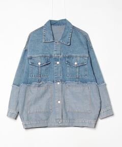 retock's】ロゴピスネーム コーデュロイ襟切り替えデニムジャケット