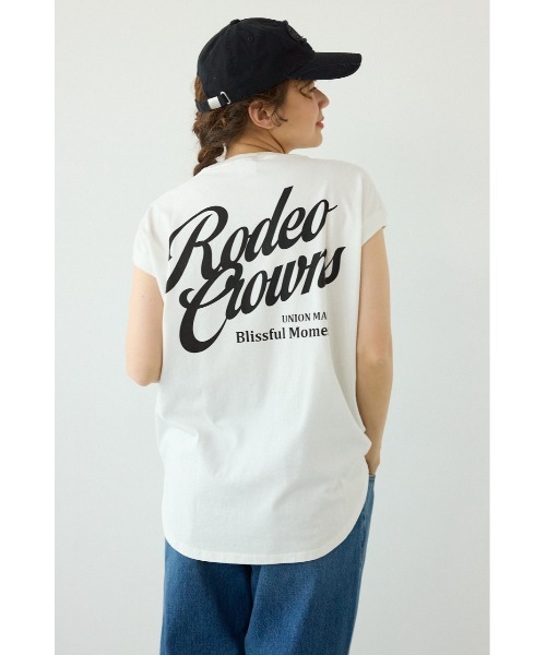 RODEO CROWNS WIDE BOWL(ロデオクラウンズワイドボウル)の「スクリプトロゴノースリーブトップス(Tシャツ/カットソー・レディース・ピンク/イエロー/チャコールグレー/オフホワイト・FREE)」の2枚目の写真