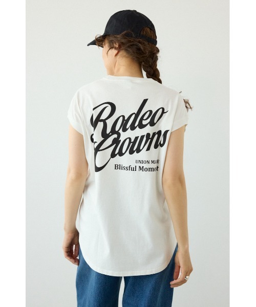 RODEO CROWNS WIDE BOWL(ロデオクラウンズワイドボウル)の「スクリプトロゴノースリーブトップス(Tシャツ/カットソー・レディース・ピンク/イエロー/チャコールグレー/オフホワイト・FREE)」の5枚目の写真