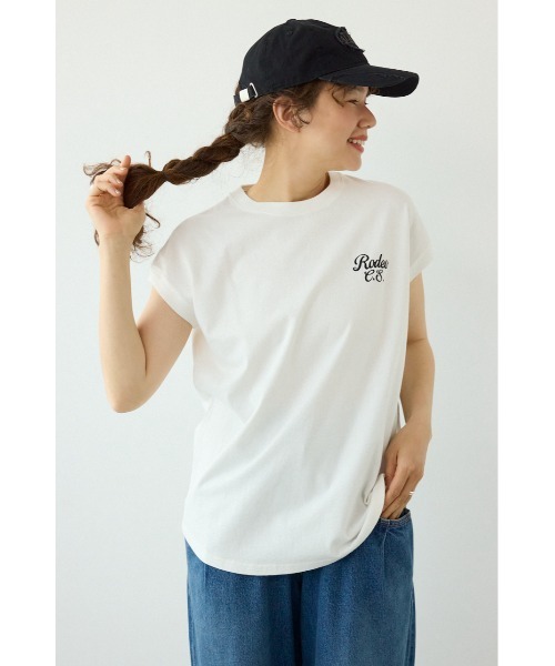 RODEO CROWNS WIDE BOWL(ロデオクラウンズワイドボウル)の「スクリプトロゴノースリーブトップス(Tシャツ/カットソー・レディース・ピンク/イエロー/チャコールグレー/オフホワイト・FREE)」の8枚目の写真