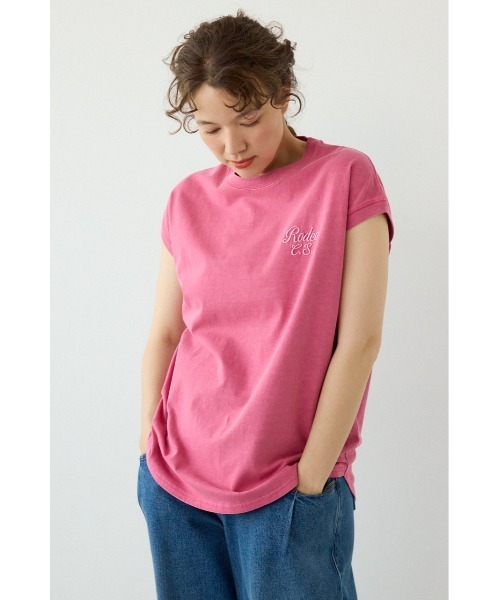 RODEO CROWNS WIDE BOWL(ロデオクラウンズワイドボウル)の「スクリプトロゴノースリーブトップス(Tシャツ/カットソー・レディース・ピンク/イエロー/チャコールグレー/オフホワイト・FREE)」の11枚目の写真