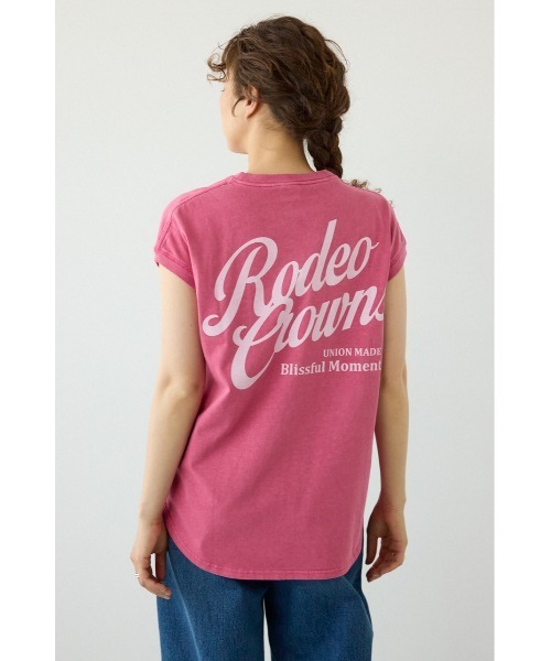 RODEO CROWNS WIDE BOWL(ロデオクラウンズワイドボウル)の「スクリプトロゴノースリーブトップス(Tシャツ/カットソー・レディース・ピンク/イエロー/チャコールグレー/オフホワイト・FREE)」の13枚目の写真