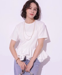 リボンペプラムドッキングカットソー（Tシャツ/カットソー）｜Arpege