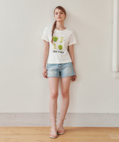 ZEROSTREET(ゼロストリート)の「グリーンアップル 半袖Tシャツ / オフホワイト(Tシャツ/カットソー・レディース・Off White・SMALL/LARGE)」の4枚目の写真