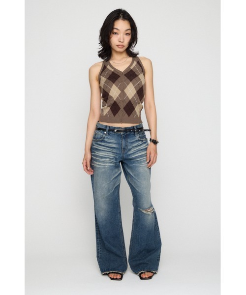 LAGUA GEM（ラグアジェム）の「ARGYLE HALTER NECK トップス（ニット/セーター・レディース・ブラック/ブラウン/グレー・FREE）」の12枚目の写真
