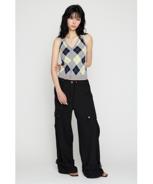 LAGUA GEM（ラグアジェム）の「ARGYLE HALTER NECK トップス（ニット/セーター・レディース・ブラック/ブラウン/グレー・FREE）」の18枚目の写真