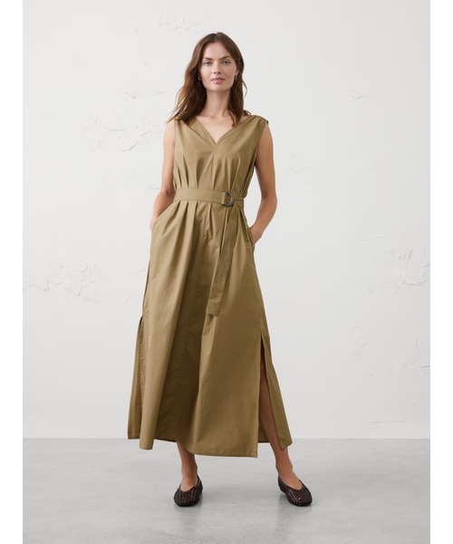 BANANA REPUBLIC FACTORY STORE(バナナリパブリック ファクトリーストア)の「BANANA REPUBLIC FACTORY STORE ポプリンベルト付きマキシワンピース(ワンピース・レディース・オリーブ/その他・L/M/S/XS)」の2枚目の写真