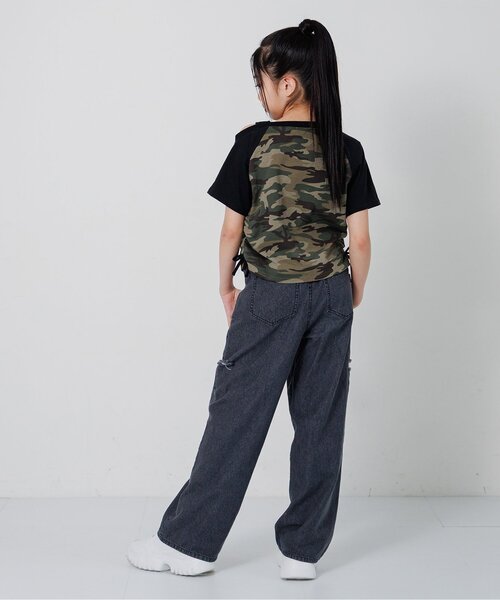 algy(アルジー)の「サイドギャザーワンショルデザイン半袖Tシャツ(Tシャツ/カットソー・キッズ・サックスブルー/アイボリー/カーキ・150/140/130/160)」の6枚目の写真