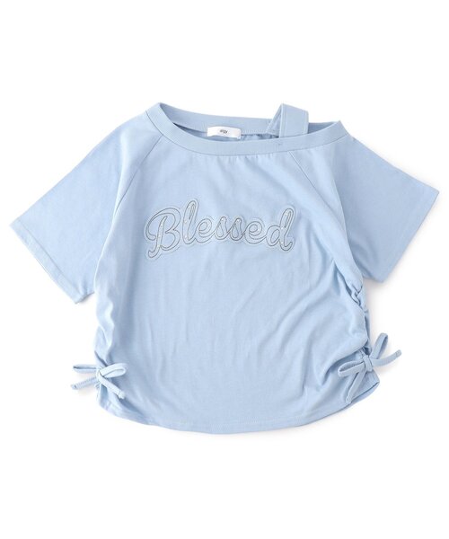 algy(アルジー)の「サイドギャザーワンショルデザイン半袖Tシャツ(Tシャツ/カットソー・キッズ・サックスブルー/アイボリー/カーキ・150/140/130/160)」の15枚目の写真
