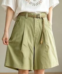 ベルト付きタックハーフパンツ
