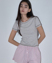 Slim Fit Striped Tee Beige