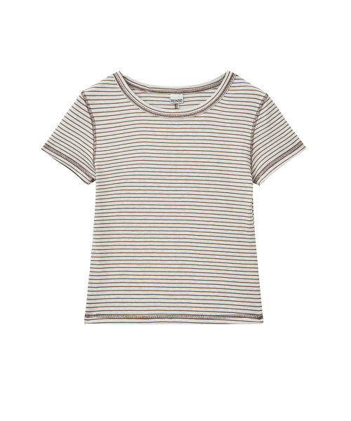 RENSE（レンセ）の「Slim Fit Striped Tee Beige（Tシャツ/カットソー・レディース・その他・OS）」の3枚目の写真