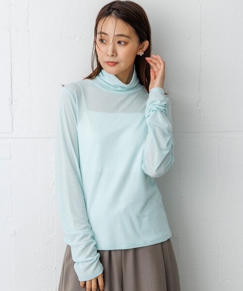 組曲 S(クミキョク チイサイサイズ)の「ソフトシアージャージー タートルネックカットソー(Tシャツ/カットソー・レディース・アイボリー系/ピンク系/ライトグリーン系/ブラック系・S2)」の21枚目の写真