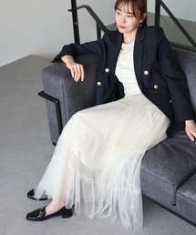 ビジューチュールティアードスカート