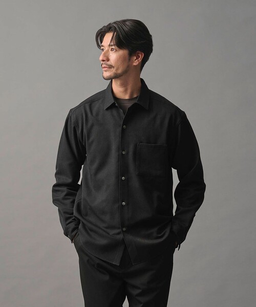 BEAUTY&YOUTH UNITED ARROWS(ビューティーアンドユースユナイテッドアローズ)の「【WEB限定 WARDROBE SMART】ウールライク シャツ(シャツ/ブラウス・メンズ・ブラック/ダークグレー/オリーブ・S/L/M/XL)」の1枚目の写真