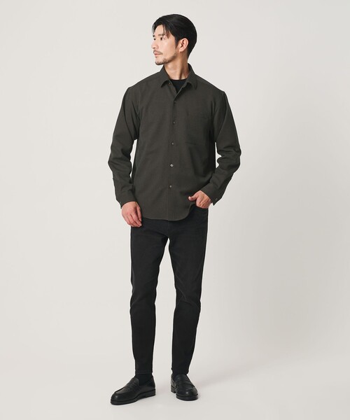 BEAUTY&YOUTH UNITED ARROWS(ビューティーアンドユースユナイテッドアローズ)の「【WEB限定 WARDROBE SMART】ウールライク シャツ(シャツ/ブラウス・メンズ・ブラック/ダークグレー/オリーブ・S/L/M/XL)」の4枚目の写真