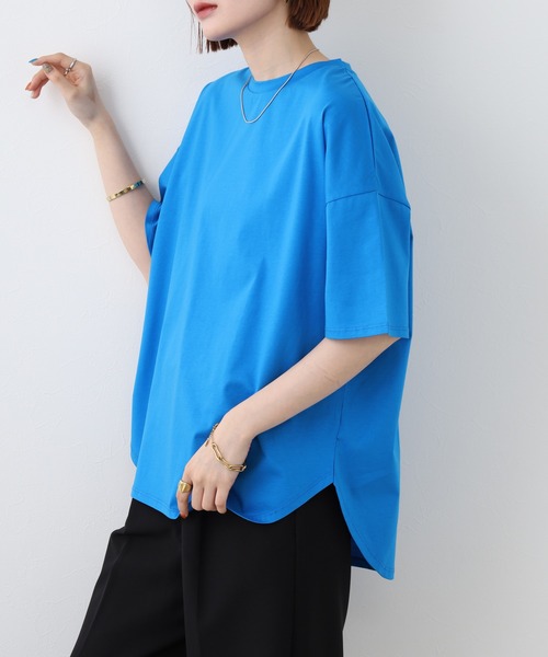 FUNALIVE(ファンアライブ)の「vingtrois 無地半袖Tシャツ(Tシャツ/カットソー・レディース・ブルー/ホワイト/グリーン・M)」の1枚目の写真