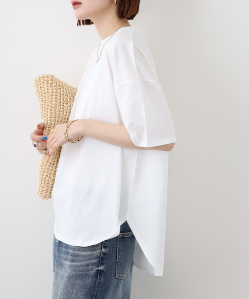 FUNALIVE(ファンアライブ)の「vingtrois 無地半袖Tシャツ(Tシャツ/カットソー・レディース・ブルー/ホワイト/グリーン・M)」の4枚目の写真